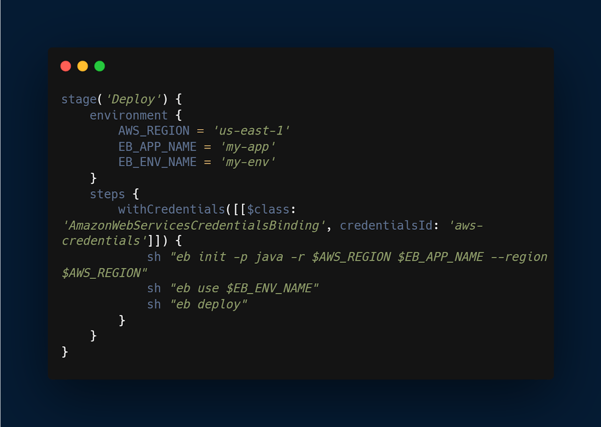 code to modify deploy script of Jenkins