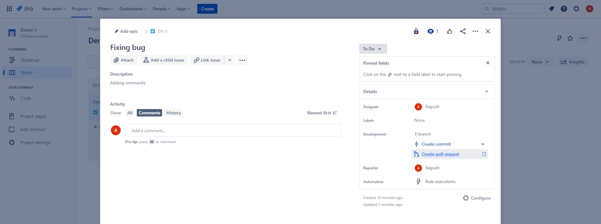 Linking Pull Request to Jira Ticket