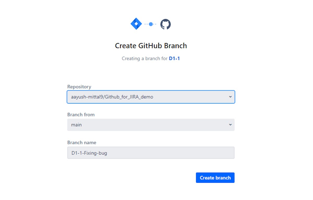 Creating a Github Branch using Jira