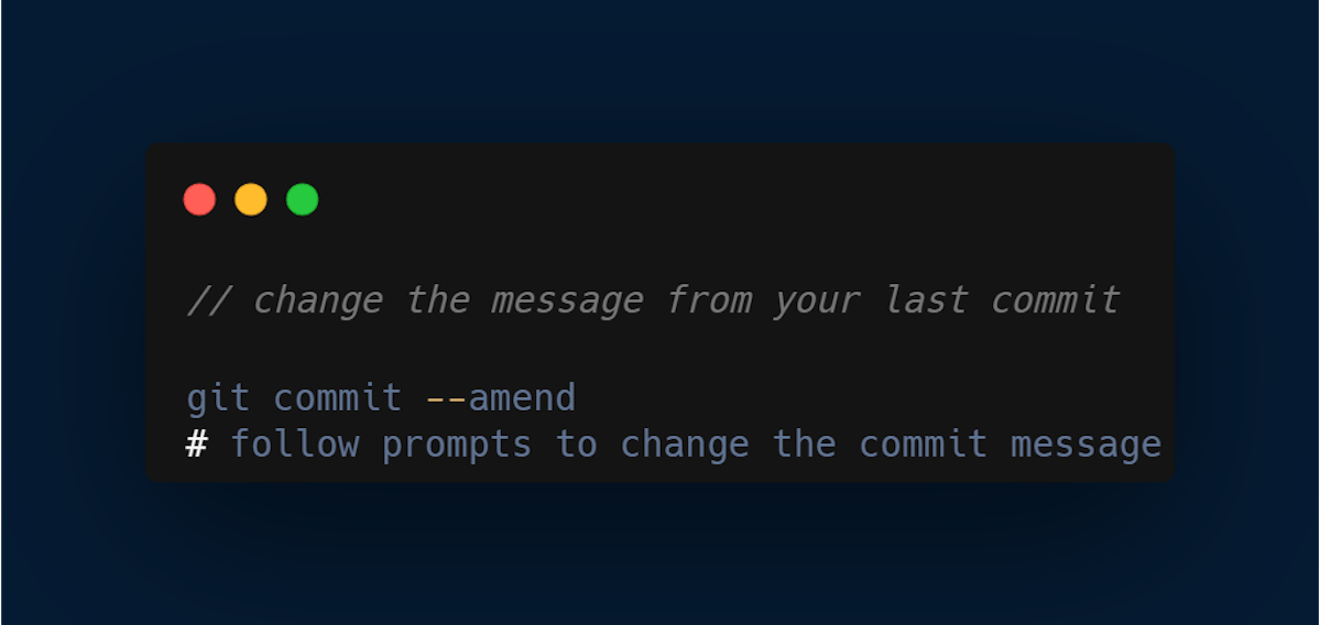 command to edit message of Last commit