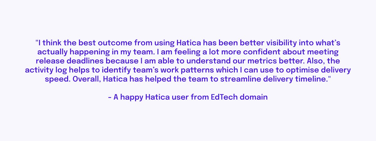 Hatica user review from EdTech domain