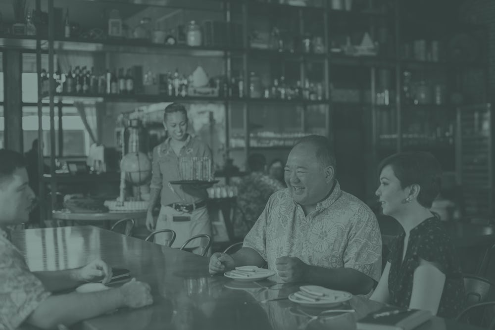 group of business people having lunch