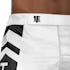 White/Black Hayabusa Mid-Thigh Icon Fight Shorts - Outer waist detail