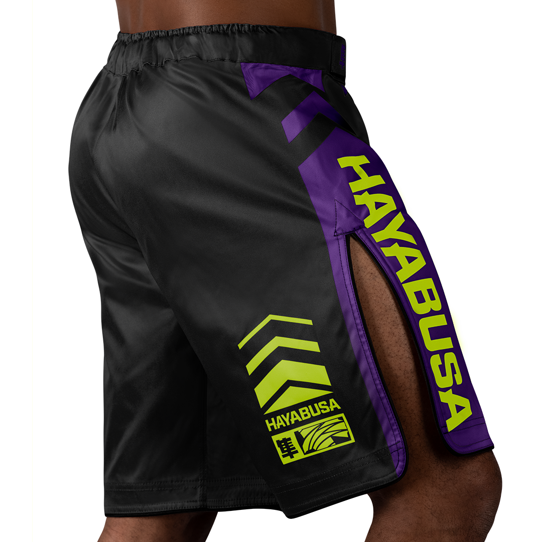 Black/Neon Icon Fight Short - Back shot with right perspective