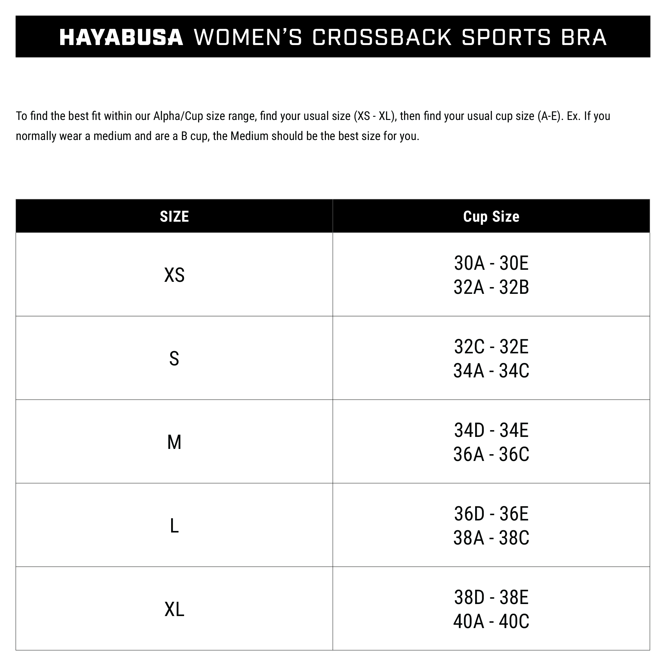 Adidas sports bra size chart on sale