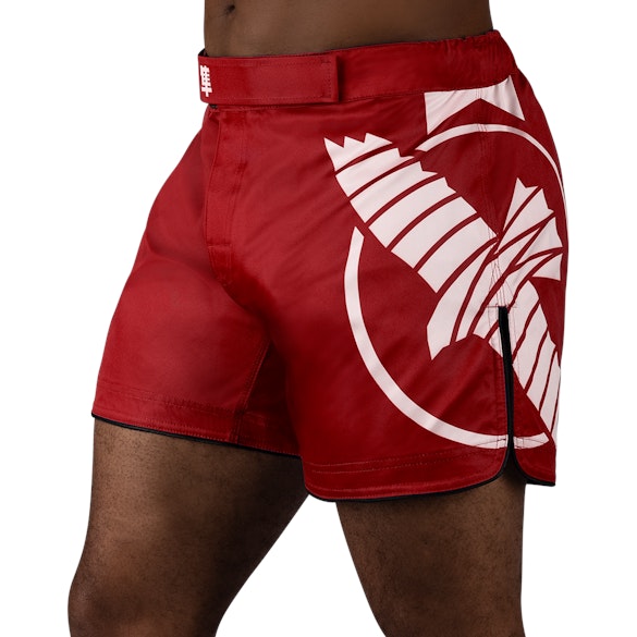 Red/White Hayabusa Icon Mid-Thigh Fight Shorts - Main shot