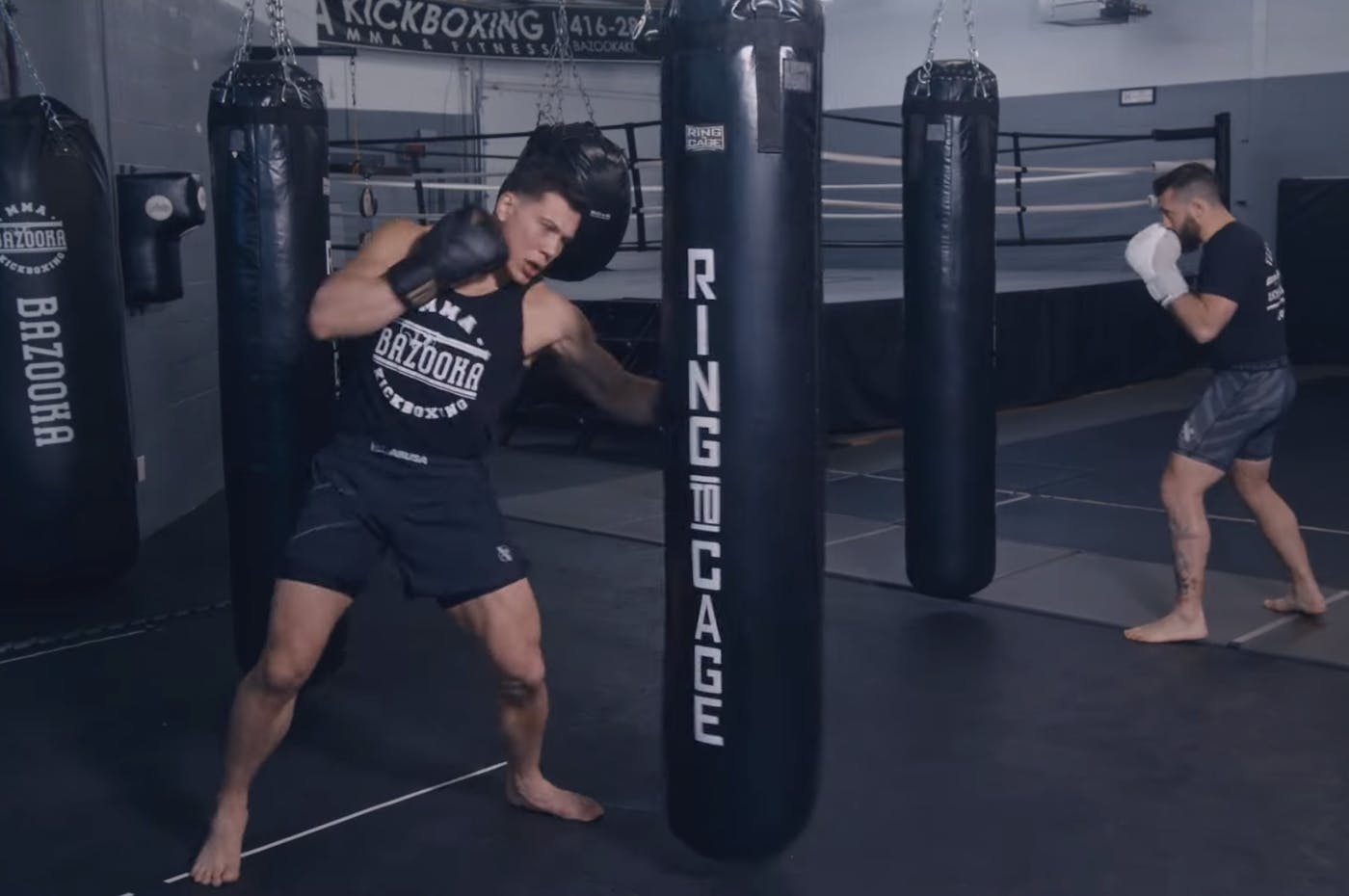 Kickboxer in action during a sparring session