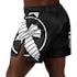 Black/White Hayabusa Mid-Thigh Icon Fight Shorts - Back w left perspective