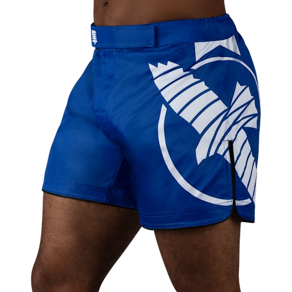 Blue/White Hayabusa Icon Mid-Thigh Fight Shorts - Main shot