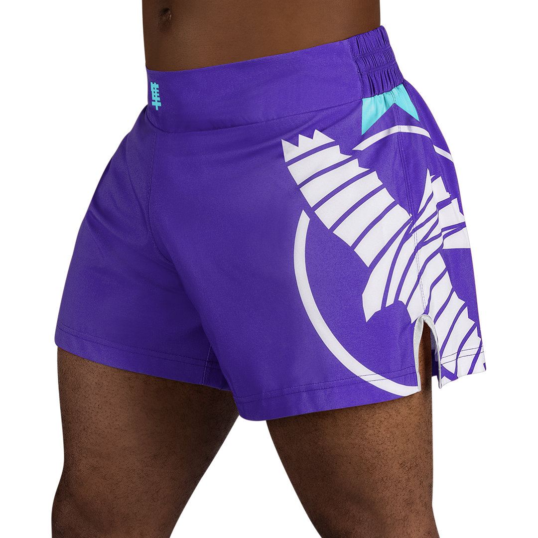 Purple/White Hayabusa Icon Kickboxing Shorts - Main shot
