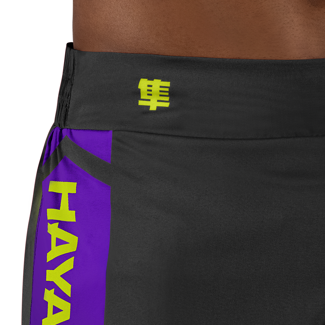 Black/Neon Hayabusa Icon Kickboxing Shorts - Outer waist detail