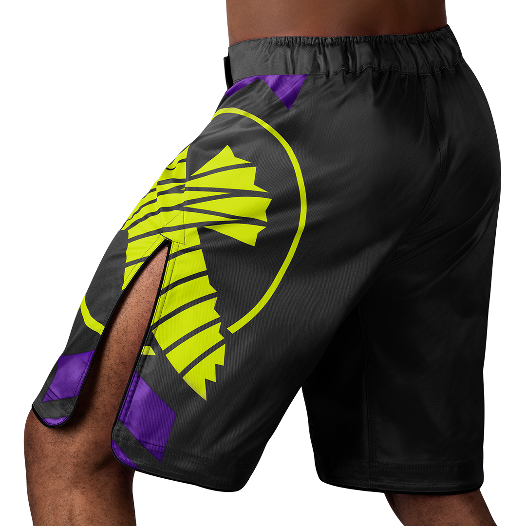 Black/Neon Icon Fight Short - Back shot with left perspective