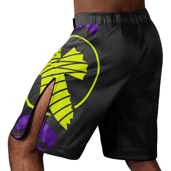 Black/Neon Icon Fight Short - Back shot with left perspective