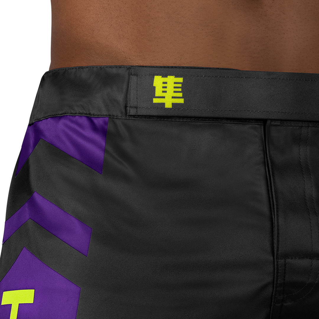 Black/Neon Icon Fight Short - Outer waist details