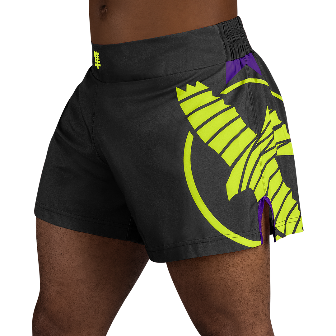 Black/Neon Hayabusa Icon Kickboxing Shorts - Main shot