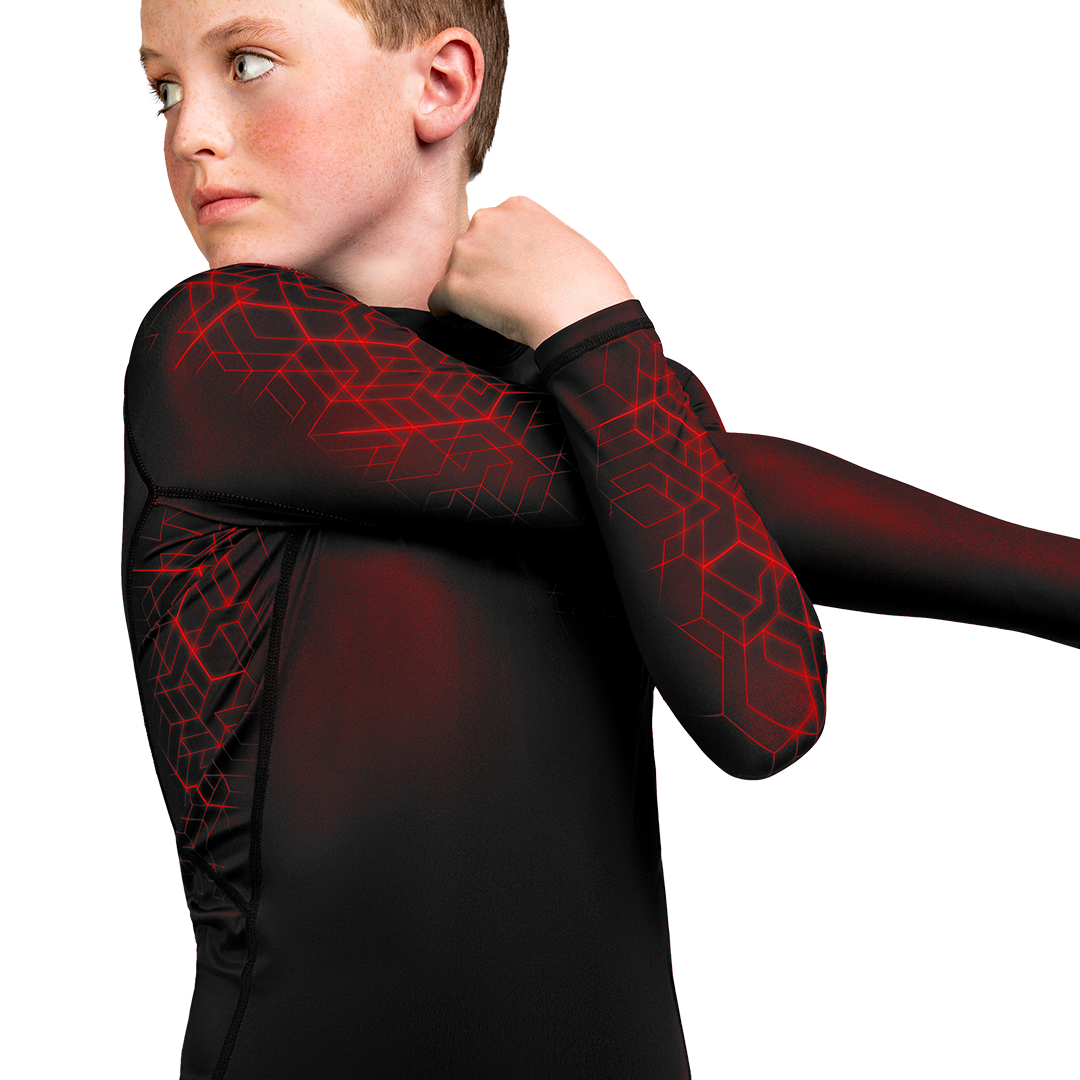 Red Youth Geo Rash Guard Flexible