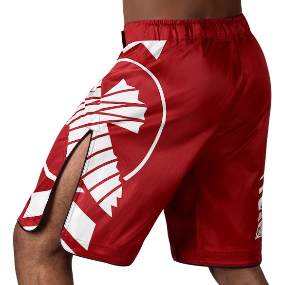 Red/White Icon Fight Shorts - Left Perspective