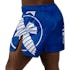 Blue/White Hayabusa Icon Mid-Thigh Fight Shorts - Back w lefts side perspective
