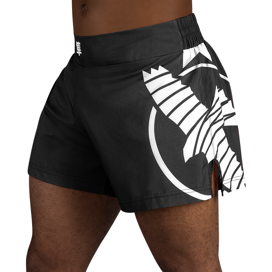 Black/White Hayabusa Icon Kickboxing Shorts - Main Shot