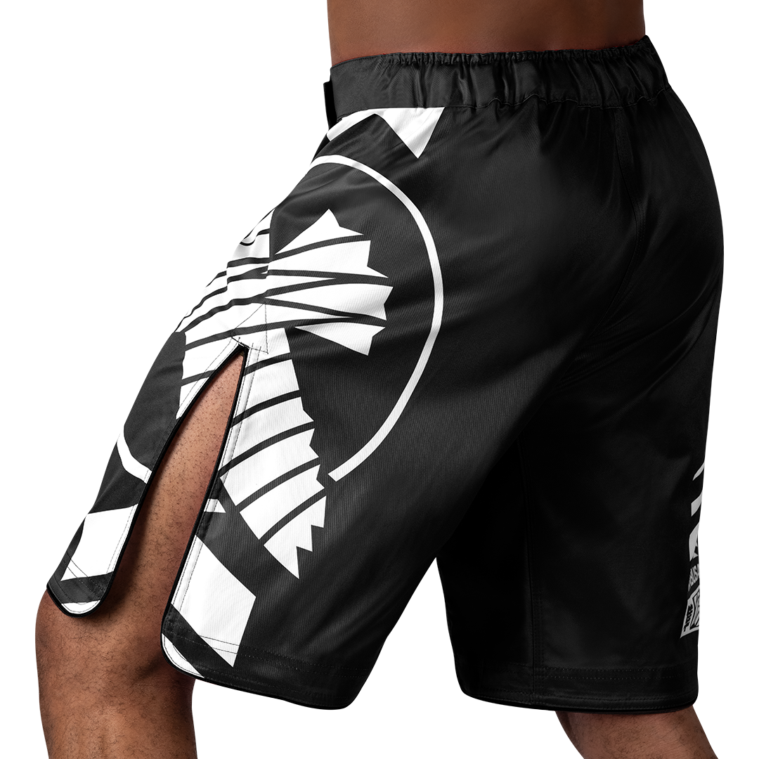 Black/White Icon Fight Shorts - Back side