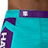 Teal/White Hayabusa Icon Mid-Thigh Fight Shorts - outer waist detail