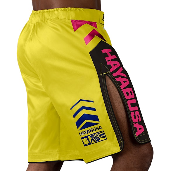 Yellow/Blue Icon Fight Shorts - Back with right perspective