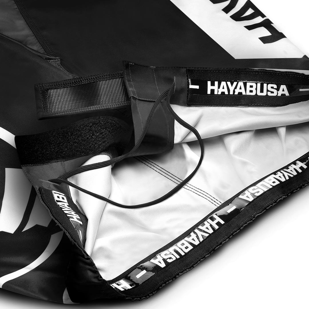 Black/White Icon Fight Shorts - Inner Waist Detail