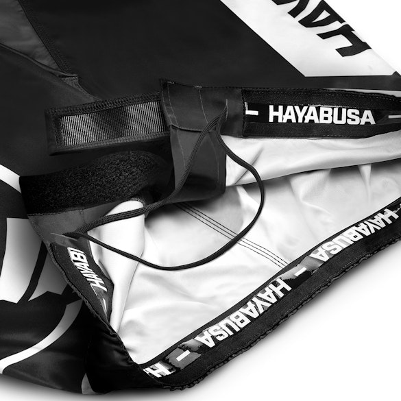 Black/White Icon Fight Shorts - Inner Waist Detail