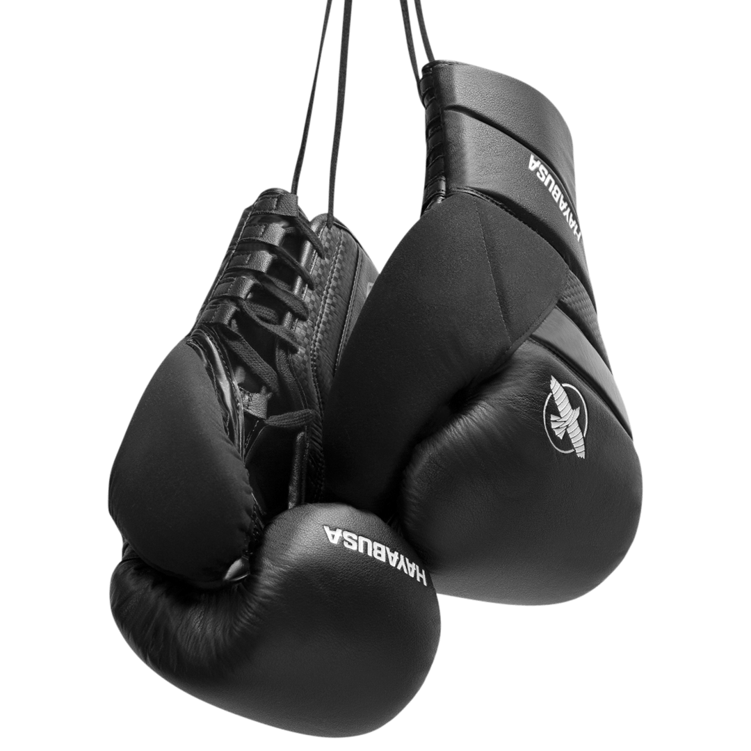 Hayabusa T3 Leather MMA Gloves 4oz Thai Sparring Training Black Antibacterial 