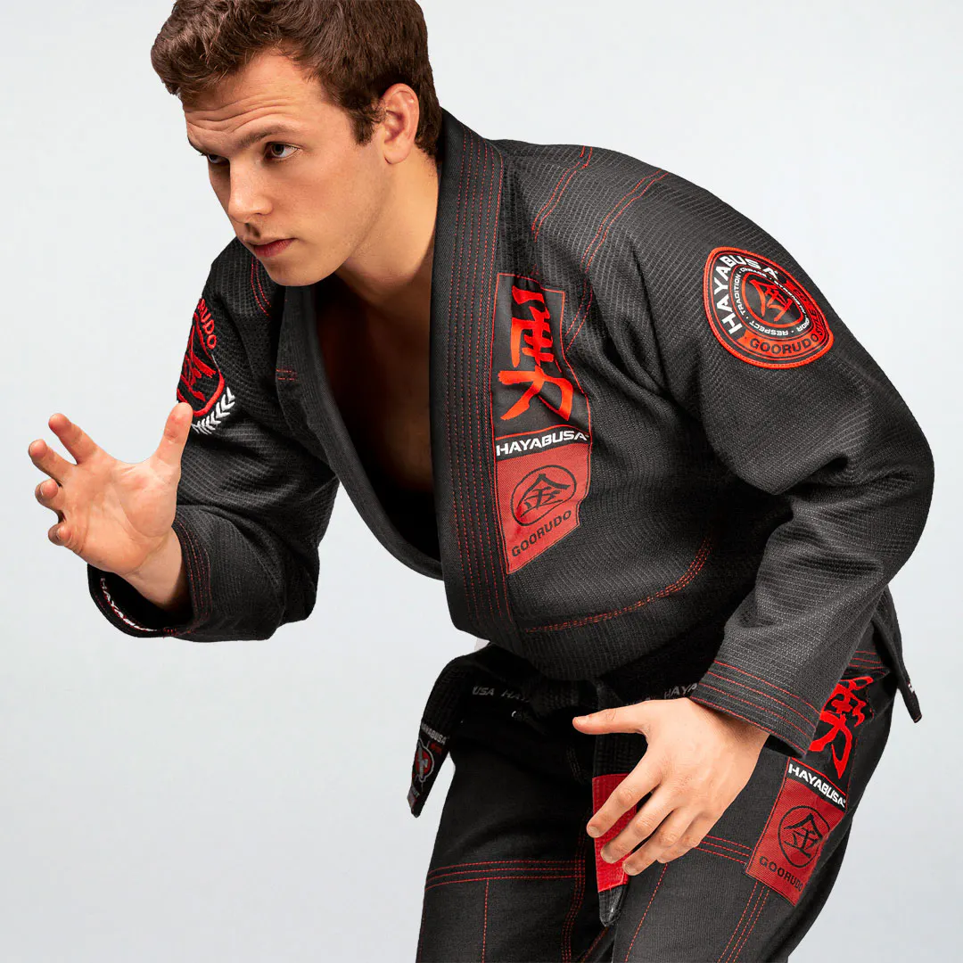 bjj kimono brazilian Hayabusa Goorudo Gold Weave Jiu-Jitsu Gi White