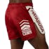 Red/White Hayabusa Icon Mid-Thigh Fight Shorts - Back shot w right side perspective