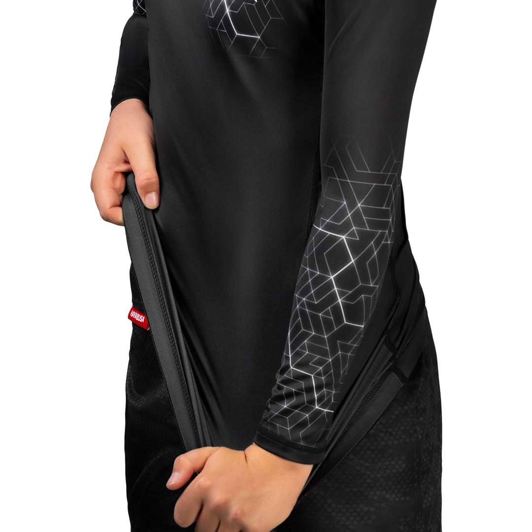Grey Youth Geo Rash Guard Stretch View