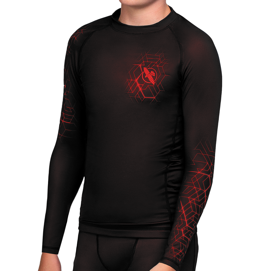 Hayabusa Geo Youth Rash Guard - Red