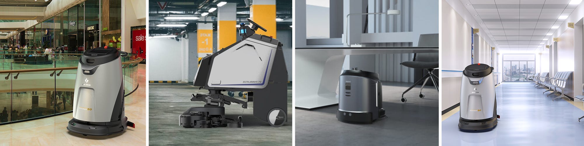 Gausium schoonmaakrobots in verschillende omgevingen
