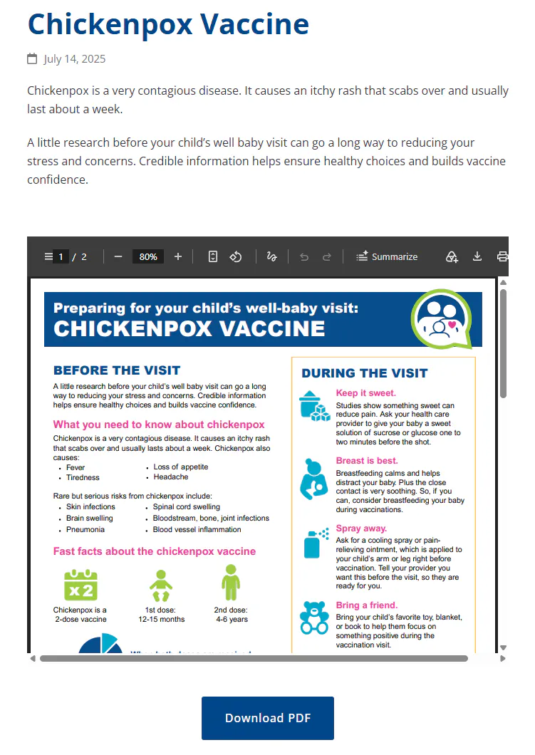 Preparing for a well-baby visit: Chickenpox vaccine