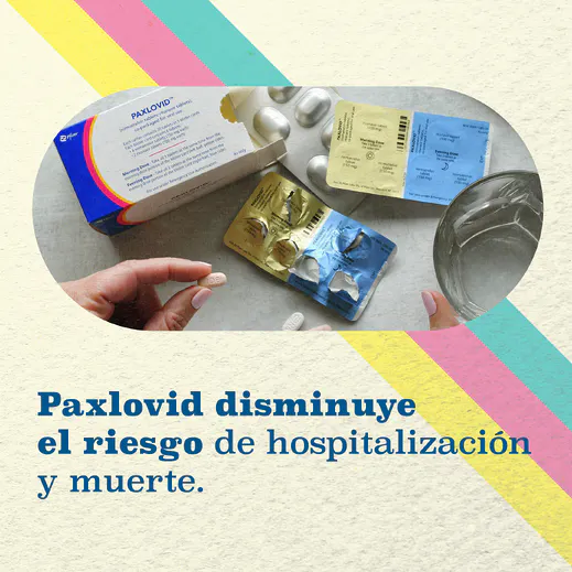 Redes sociales: Gráfico destaca que Paxlovid reduce el riesgo de consecuencias graves por el COVID-19 (inglés, español)