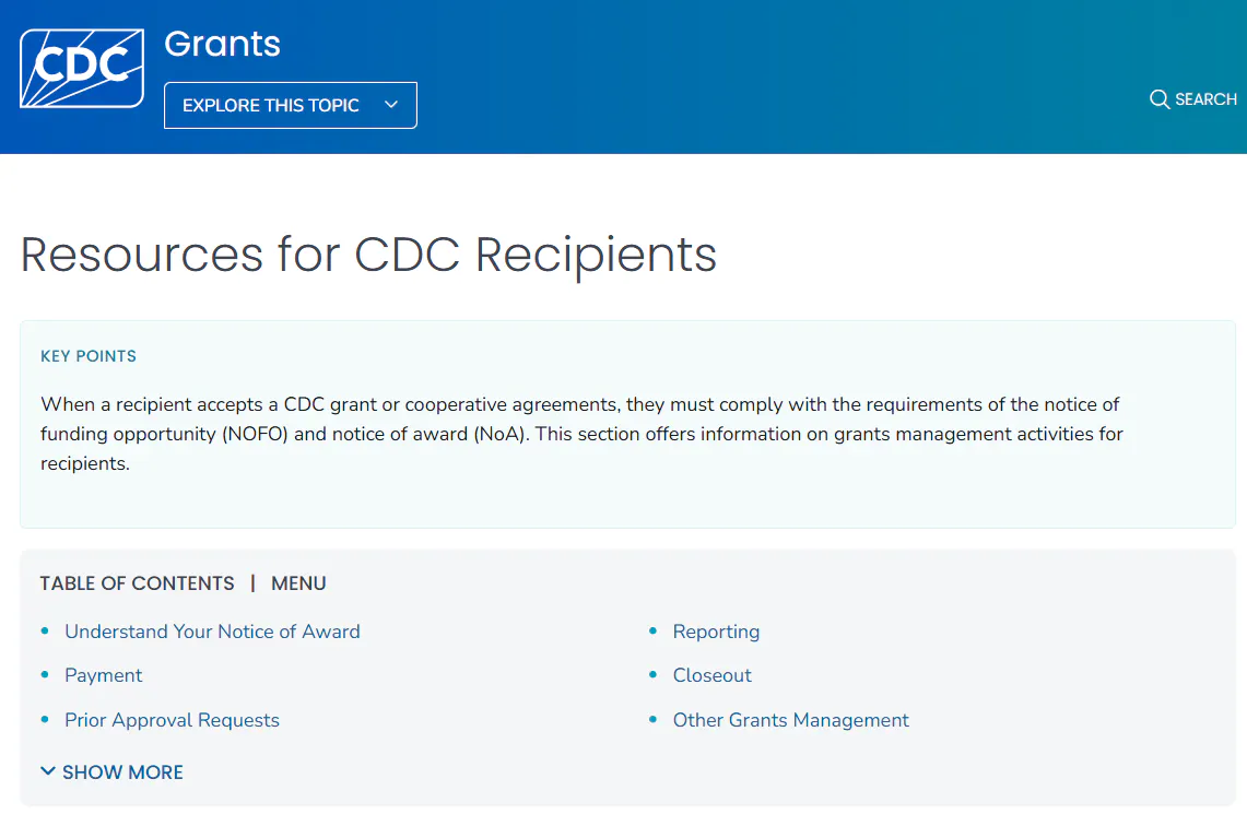 Factsheet: Resources for CDC grantees