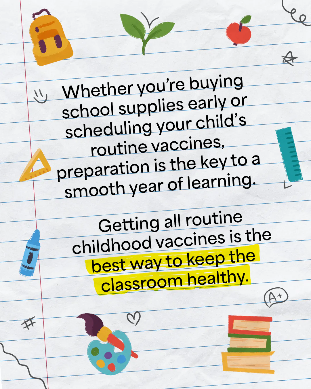 Preparing for a new school year includes getting routine vaccine