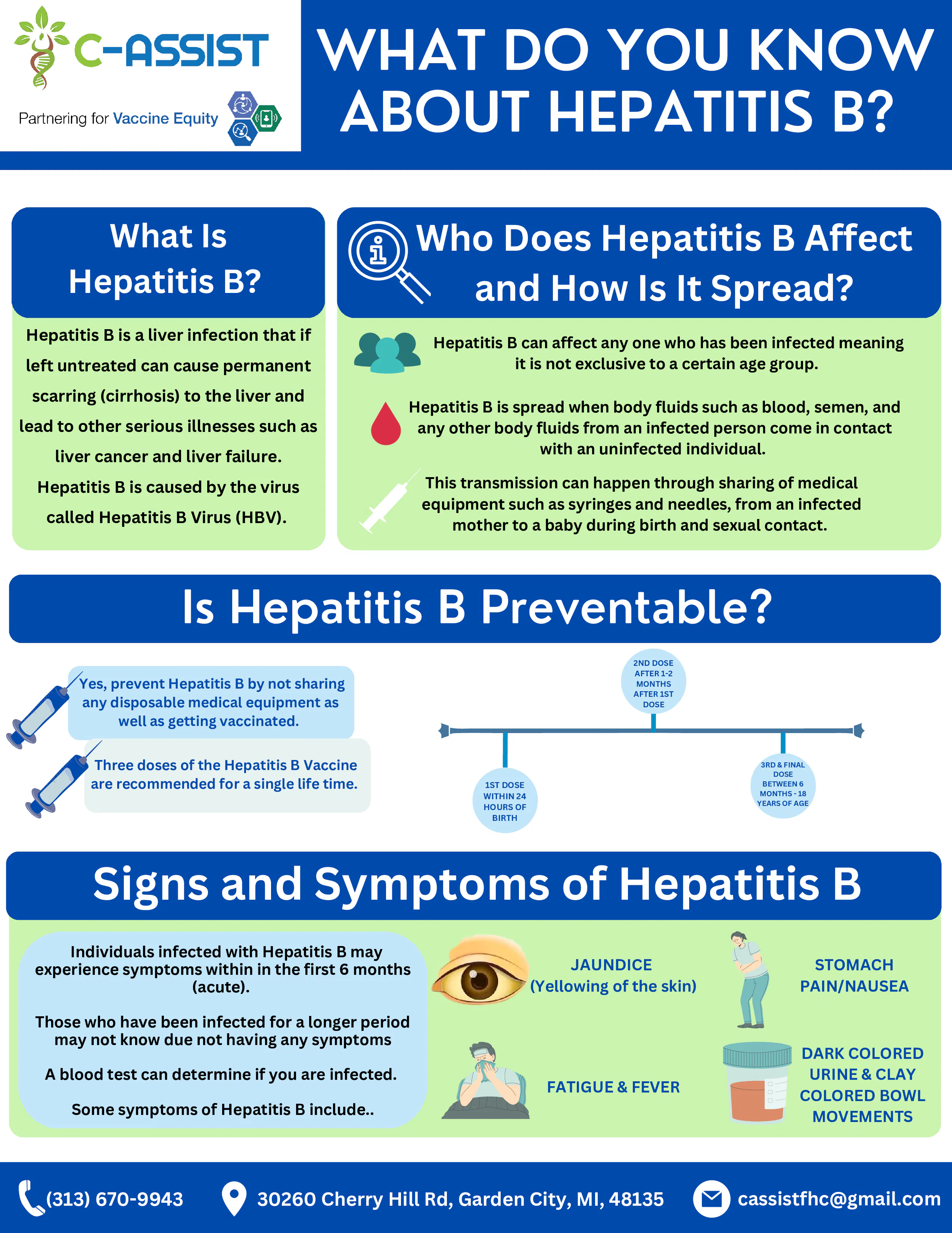 Factsheet: Key Information About Hepatitis B Vaccination (English, Arabic, Spanish)