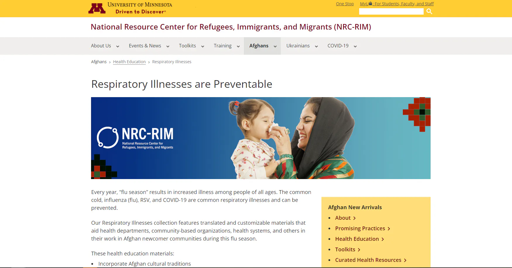 Toolkit: Resources to Emphasize That Respiratory Illnesses Are Preventable (English, Dari, Pashto)