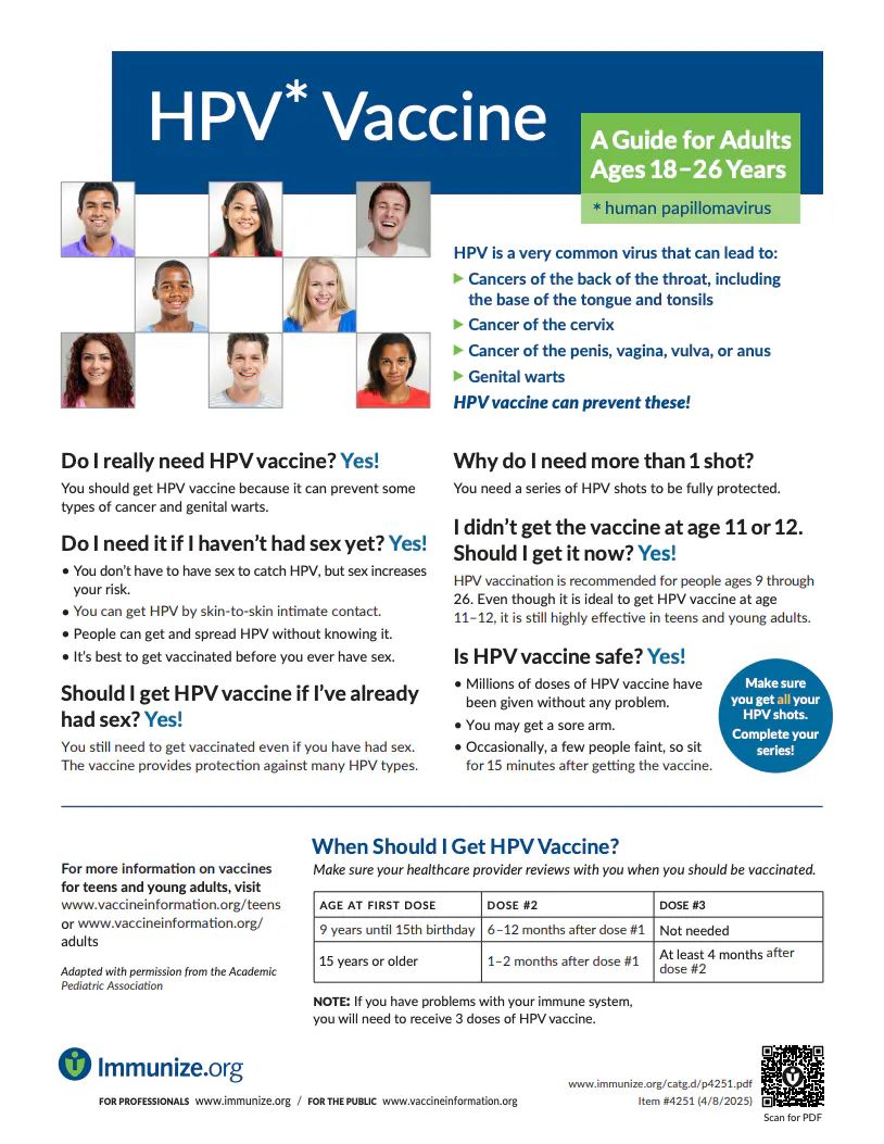 HPV vaccine: A guide for adults 18 to 26