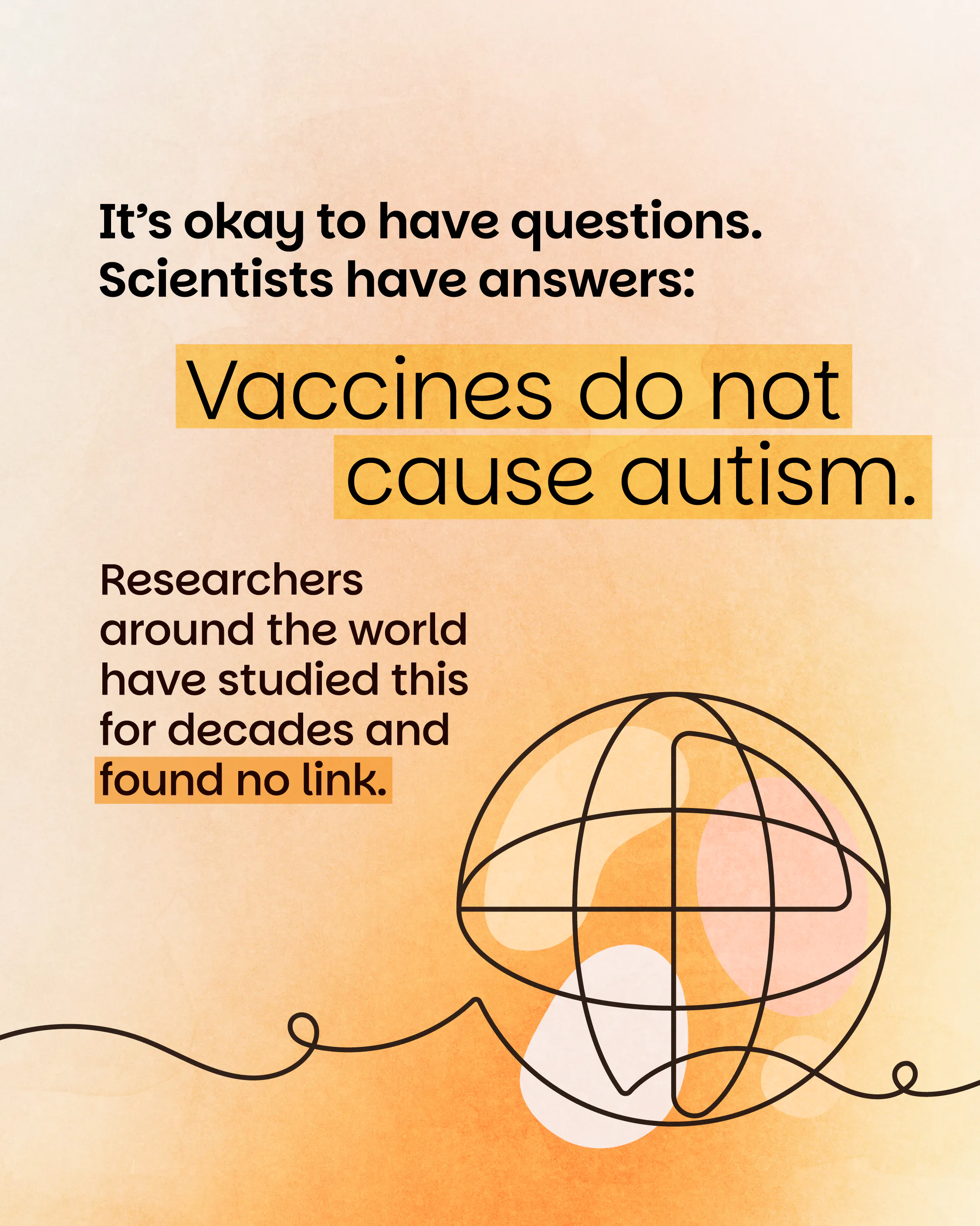Social media: Graphic emphasizes that researchers worldwide have found no link between vaccines and autism after decades of study (English, Spanish)