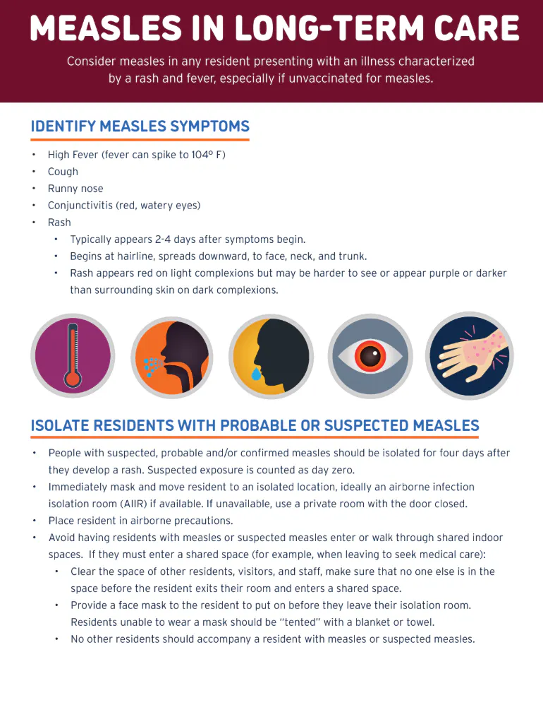 Factsheet: Measles in long-term care