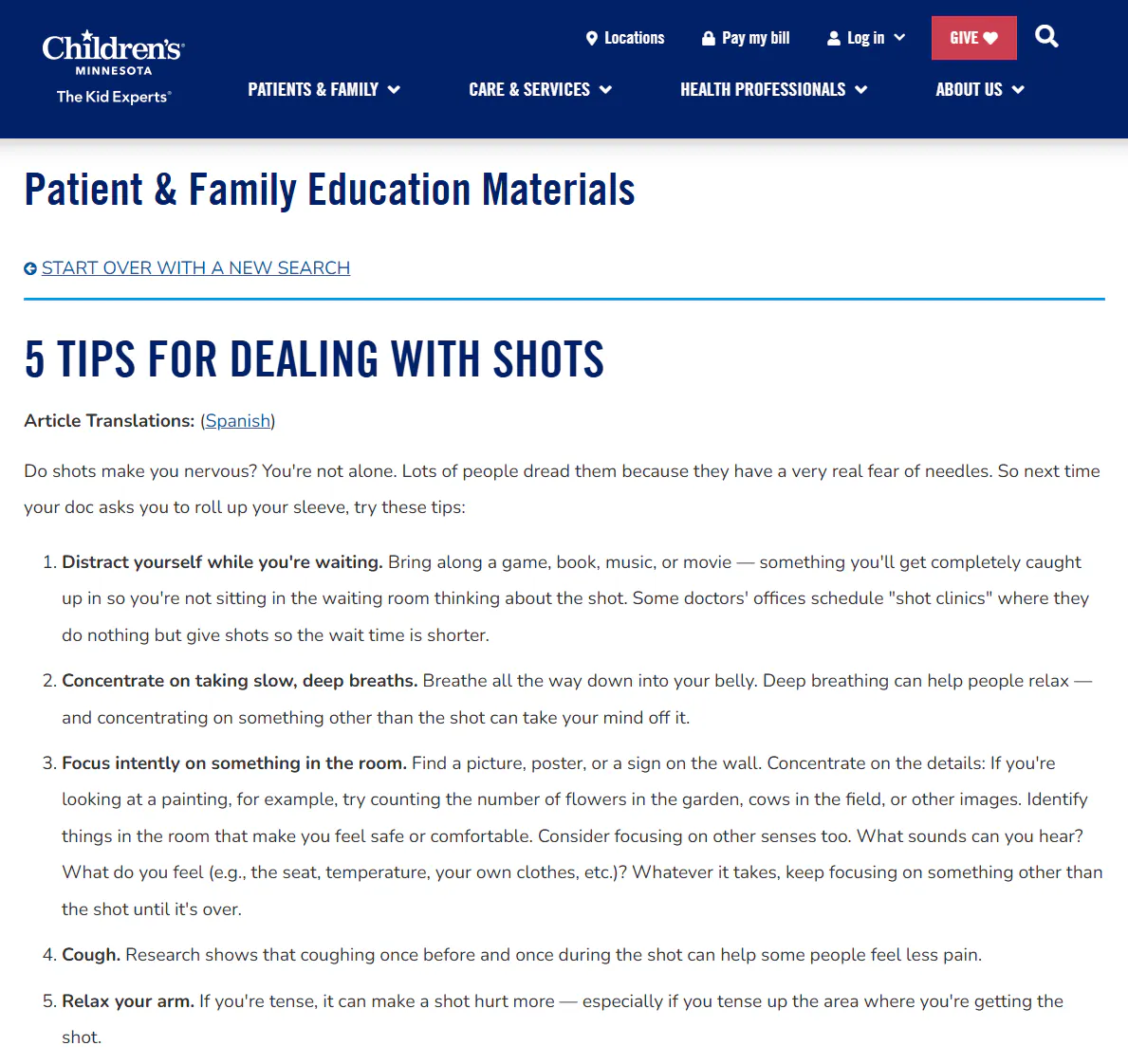 Factsheet: Five tips for teens for dealing with shots (English, Spanish)
