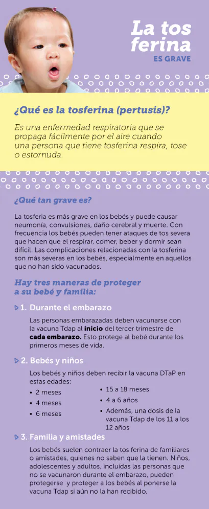 Hoja informativa: La tos ferina es grave (inglés, ruso, español y vietnamita)