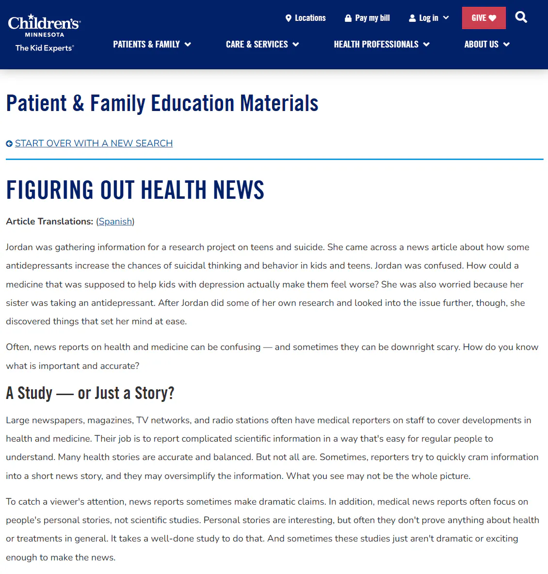 Factsheet: Figuring out health news (English, Spanish)