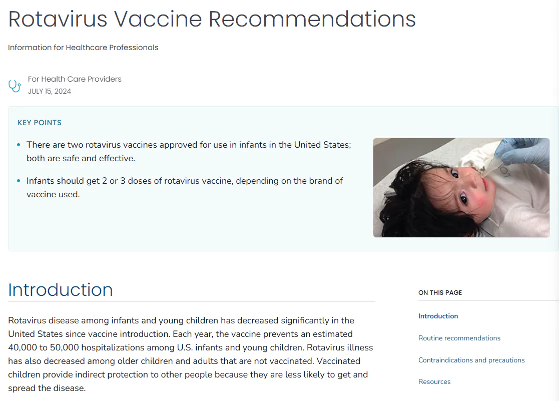 Factsheet: Rotavirus vaccine recommendations
