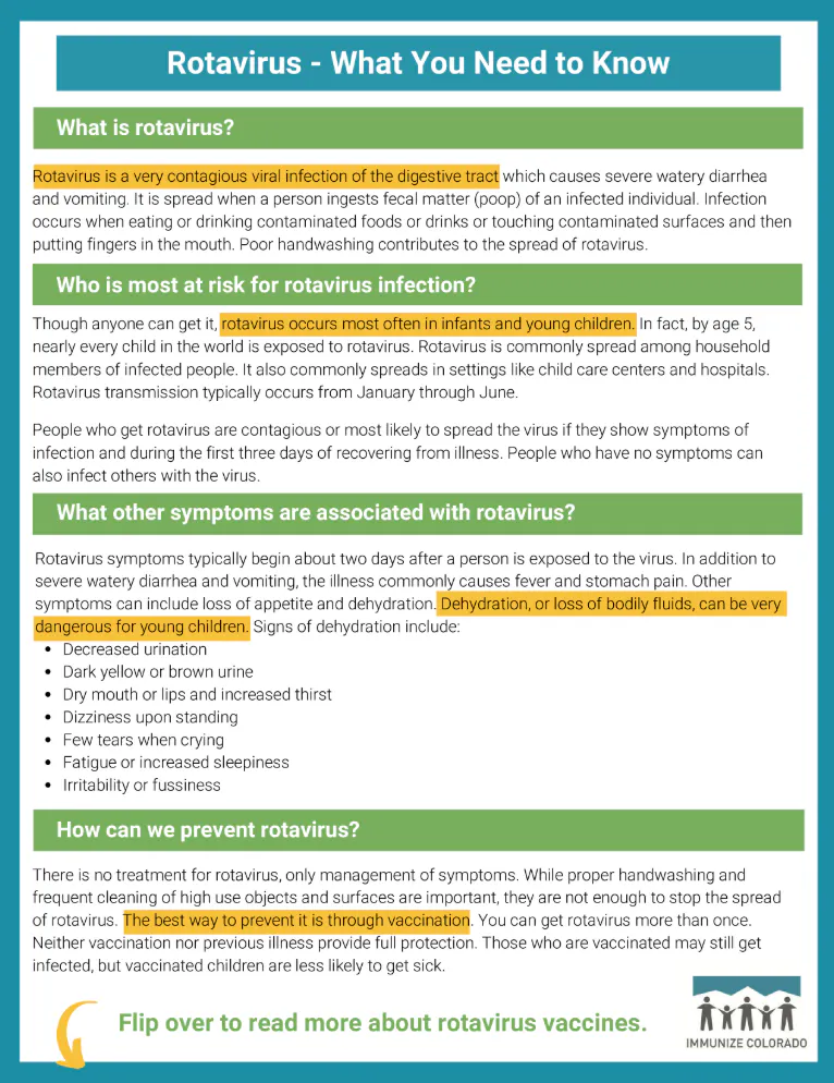 Factsheet: Rotavirus - What you need to know (English, Spanish)
