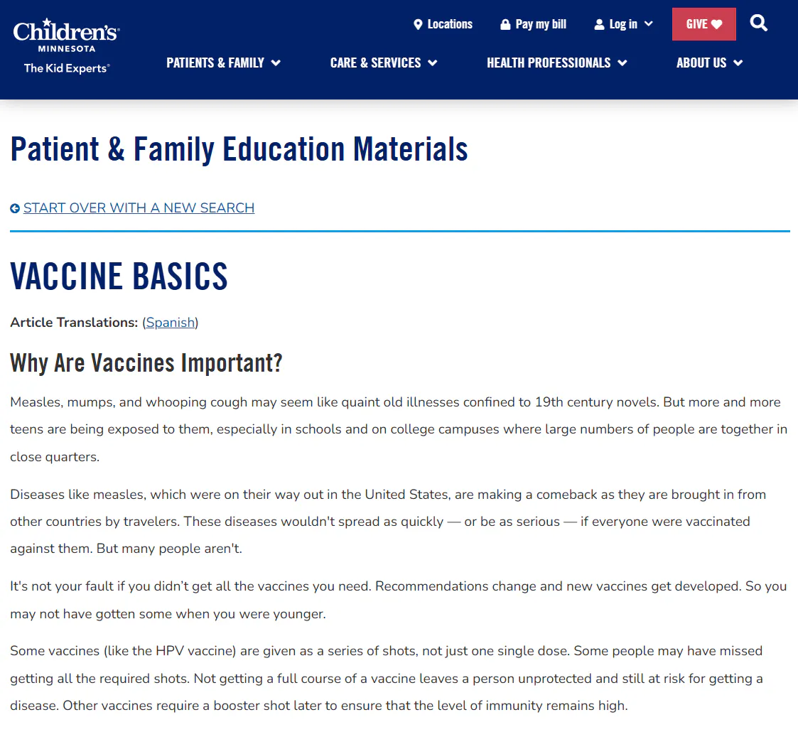 Factsheet: Vaccine Basics for Teens (English, Spanish)