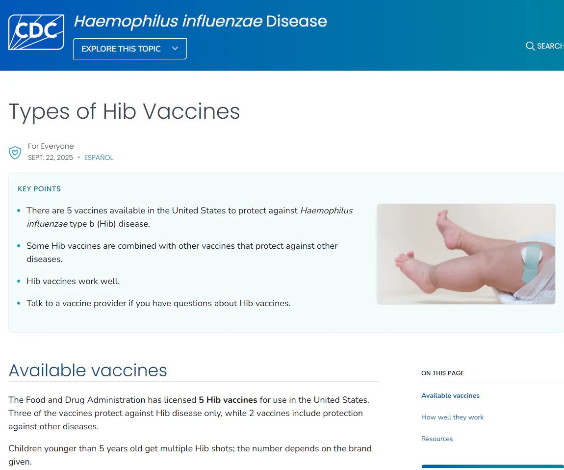 Factsheet: Types of Hib vaccines